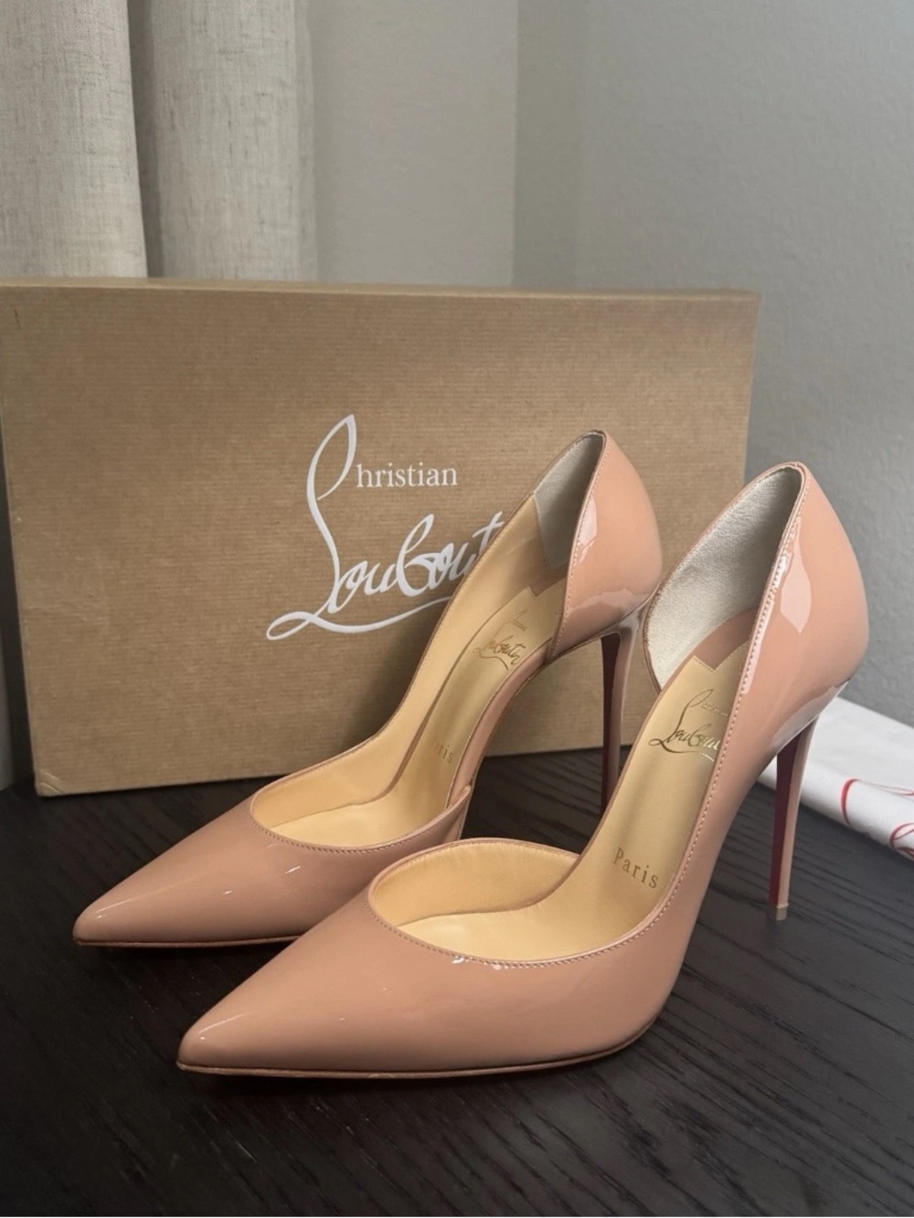 Christian Louboutin Iriza 100 Pumps Patent Nude 38